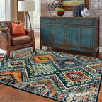 Boho Tribal Area Rug with Geometric Pattern