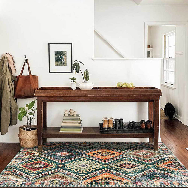 Boho Tribal Area Rug with Geometric Pattern
